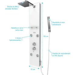 Hyrdomassage Doccia Colonna - 22x125cm - Vetro Temprato + Idromassante - Epsilon Bianco -Hansgrohe Negozio 39652157 4