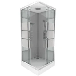 Cabina Doccia Quadrata 90x90x215 Cm - Grigio Con Striscia Smerigliata - Stripedy Stripe Square 7 Cabina Doccia Quadrata 90x90x215 Cm - Grigio Con Striscia Smerigliata - Stripedy Stripe Square -Hansgrohe Negozio 39652177 3