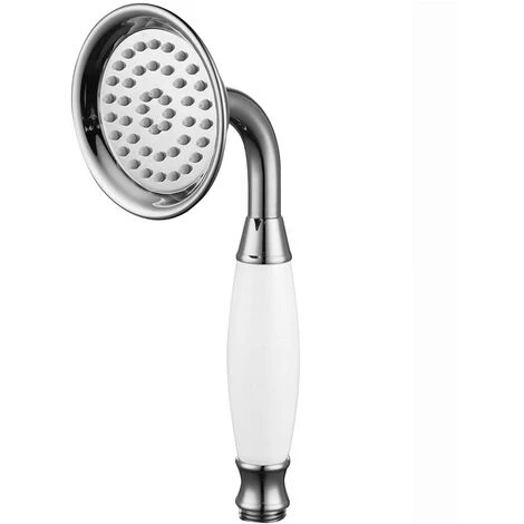 Soffione Doccia Stile Retrò In Abs Cromato Lucido Con Attacco 1/2 Pollici Telefono Doccia Vasca Con Manico Bianco 1 Soffione Doccia Stile Retrò In Abs Cromato Lucido Con Attacco 1/2 Pollici Telefono Doccia Vasca Con Manico Bianco