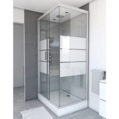 Cabina Doccia Rettangolare 110x80x215 Cm - Rettangolo A Strisce Argentato