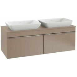 Villeroy & Boch Mobile Lavabo, 1257 X 436 X 502 Mm, Modello Sospeso, In Legno, Per 2 Lavabi Olmo Impresso