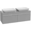 Villeroy & Boch Mobile Lavabo, 1257 X 436 X 502 Mm, Modello Sospeso, In Legno, Per 2 Lavelli Rovere Grafite