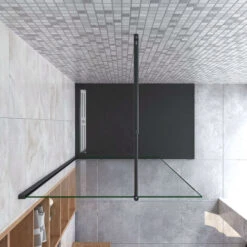 Parete Fissa Doccia Walk In 50x200cm In Vetro 8 Mm Temperato Trasparente Anticalcare Con Barra Stabilizzatrice 70-120 Cm Regolabile Profilo Nero Opaco 7 Parete Fissa Doccia Walk In 50x200cm In Vetro 8 Mm Temperato Trasparente Anticalcare Con Barra Stabilizzatrice 70-120 Cm Regolabile Profilo Nero Opaco -Hansgrohe Negozio 43266831 3