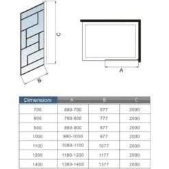 100x200cm Walk In Parete Per Doccia In Vetro Temperato 8mm Anticalcare Serigrafato Nero Con Riquadri Barra Stabilizzatrice Da 70-120 Cm Nero Opaco -Hansgrohe Negozio 43266854 5