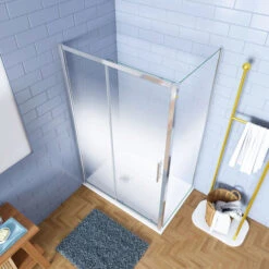 190 Cm Box Doccia Angolare Porta Scorrevole Con Parete Fissa 130x80cm In Vetro Temperato Serigrafato Opaco Graduale Profili Cromato Lucido -Hansgrohe Negozio 43266874 4