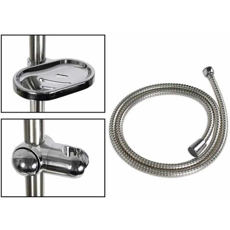 Saliscendi Doccia Da Bagno Con Portasapone E Soffione Multigetto Asta A Colonna Cromata Con Telefono Doccetta Grigia 3 Saliscendi Doccia Da Bagno Con Portasapone E Soffione Multigetto Asta A Colonna Cromata Con Telefono Doccetta Grigia - immagine 3