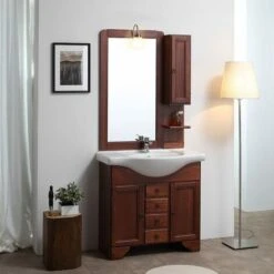 MOBILE ARREDO BAGNO IN ARTE POVERA DA 85 CM CON PENSILE