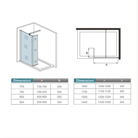 Doccia Walk In 100x190 Cm (Parete Fissa 70 Cm + Paretina 30 Cm) Vetro Temperato Trasparente Anticalcare 8 Mm Con Barra Stabilizzatrice 90 Cm Tagliabile 5 Doccia Walk In 100x190 Cm (Parete Fissa 70 Cm + Paretina 30 Cm) Vetro Temperato Trasparente Anticalcare 8 Mm Con Barra Stabilizzatrice 90 Cm Tagliabile - immagine 5