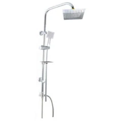 Colonna Doccia Da Bagno Moderna Saliscendi Con Soffione Quadrato Doccetta Telefono E Portasapone Per Box Doccia