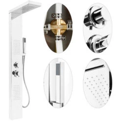 Pannello Colonna Doccia In Acciaio Inox, Funzioni Da Massaggi, Doccia A Pioggia E Doccetta 15x47x130cm D'argento -Hansgrohe Negozio 47300726 4