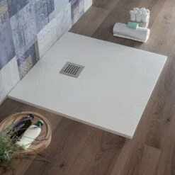 Piatto Doccia 80x80 Cm Marmoresina Quadrato Bianco Effetto Pietra SlimBlan
