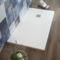 Piatto Doccia 80x130 Cm In Resina Tagliabile Bianco Effetto PietraBlan -Hansgrohe Negozio 49468129 4