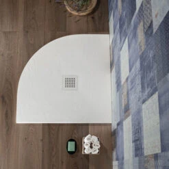Piatto Doccia Semicircolare 90x90 Bianco In Resina Effetto Pietra Blan 8 Piatto Doccia Semicircolare 90x90 Bianco In Resina Effetto Pietra Blan -Hansgrohe Negozio 49468177 4