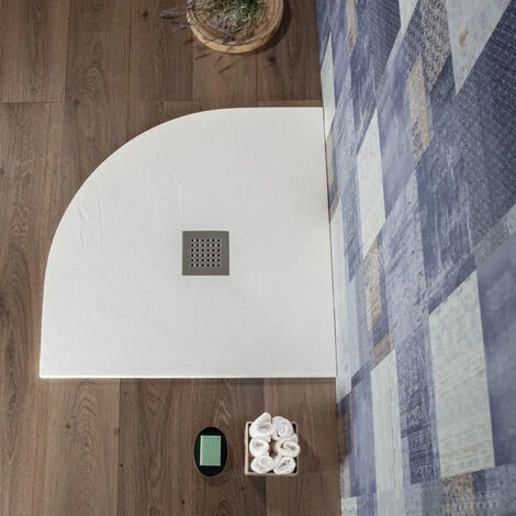Piatto Doccia Semicircolare 90x90 Bianco In Resina Effetto Pietra Blan 5 Piatto Doccia Semicircolare 90x90 Bianco In Resina Effetto Pietra Blan - immagine 5