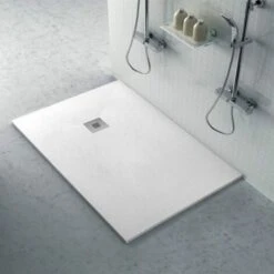Piatto Doccia Filo Pavimento Karen 100x120 In Resina Bianco Pietra