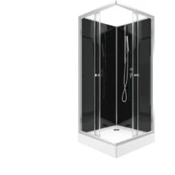195x80x80 Cabina Doccia Quadrata - Porta Scorrevole In Vetro Temperato Da 5 Mm + Ricevitore Bianco -Hansgrohe Negozio 50928287 3