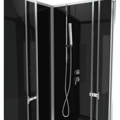 195x80x80 Cabina Doccia Quadrata - Porta Scorrevole In Vetro Temperato Da 5 Mm + Ricevitore Bianco -Hansgrohe Negozio 50928287 5