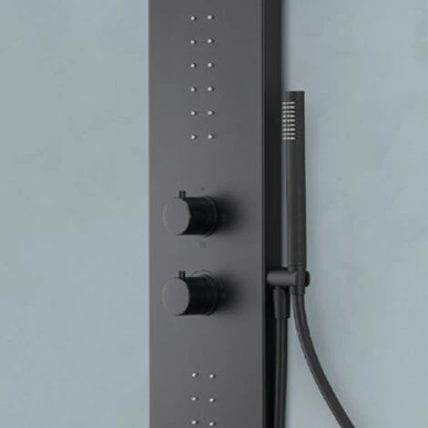 Pannello Doccia Idromassaggio Jesolo Acciaio Inox Nero Opaco Miscelatore Incasso A 3 Vie 2 Pannello Doccia Idromassaggio Jesolo Acciaio Inox Nero Opaco Miscelatore Incasso A 3 Vie - immagine 2