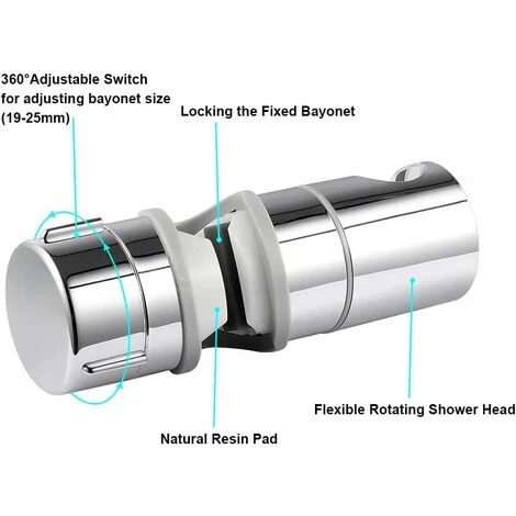Supporto Per Soffione Doccia Con Staffa Sostituibile Per Doccetta LangRay 19-25 Mm Di Diametro Regolabile In ABS Cromato 【2019 Nuovo Aggiornamento Del Design】 2 Supporto Per Soffione Doccia Con Staffa Sostituibile Per Doccetta LangRay 19-25 Mm Di Diametro Regolabile In ABS Cromato 【2019 Nuovo Aggiornamento Del Design】 - immagine 2