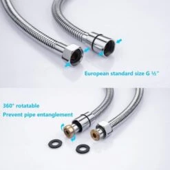 ONECE Tubo Flessibile Doccia 1.2 M In Acciaio Inox, Cavo Soffione Universale, Antitorsione, Adatto A Tutti I Soffione Doccia, Interfaccia Universale Standard (G1/2) -Hansgrohe Negozio 53052555 3