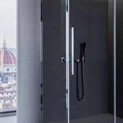 Box Doccia Due Lati 195h 8mm Fume Nero Anticalcare Porta Scorrevole Euclide, Seleziona Misura 70x110 -Hansgrohe Negozio 53735013 5