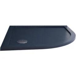 Piatto Doccia Bordato Antracite Effetto Pietra In Acrilico Mod. Flower 80x80x4 Cm Semicircolare