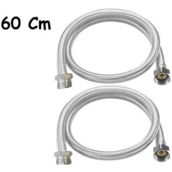 COPPIA TUBO FLESSIBILE 60CM TUBI DI INGRESSO 1/2X1/2 MASCHIO FEMMINA DGO-177