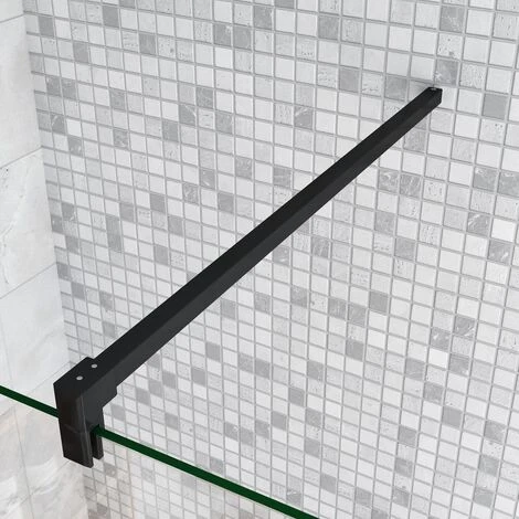 50x200 Cm Box Doccia Walk In Parete Fissa In Vetro Temperato Da 10 Mm Trasparente Anticalcare Con Barra Stabilizzatrice 90 Cm Nero Opaco 4 50x200 Cm Box Doccia Walk In Parete Fissa In Vetro Temperato Da 10 Mm Trasparente Anticalcare Con Barra Stabilizzatrice 90 Cm Nero Opaco - immagine 4