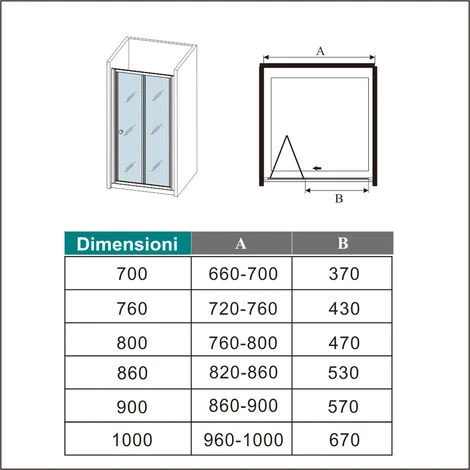 185 Cm Box Doccia Per Nicchia Porta A Soffietto Vetro Temperato 5 Mm Trasparente Profili Cromati Lucidi 70 Cm 5 185 Cm Box Doccia Per Nicchia Porta A Soffietto Vetro Temperato 5 Mm Trasparente Profili Cromati Lucidi 70 Cm - immagine 5