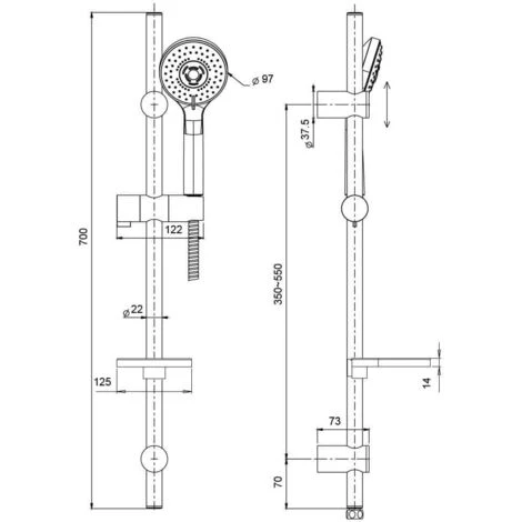 Saliscendi Doccia Di Jacuzzi Rubinetteria Con Doccino Multigetto, Flessibile In ABS Cromato E Portasapone 2 Saliscendi Doccia Di Jacuzzi Rubinetteria Con Doccino Multigetto, Flessibile In ABS Cromato E Portasapone - immagine 2