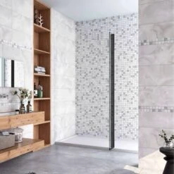 40x200 Cm Doccia Walk In Paretina Movibile Paraspruzzo Vetro Temperato Da 8 Mm Trasparente Anticalcare Telaio Nero Opaco -Hansgrohe Negozio 61251433 3