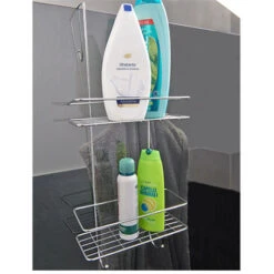 MENSOLA PER DOCCIA DUE RIPIANI CON GANCIO