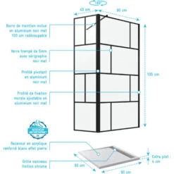 PACCHETTA DELLA DOCUPAGGIO 90x195x40 Cm + Piatto Doccia Bianco Lineare 90x90 + Barra Di Fissaggio Di Blocchi 100 Cm 90x90 -Hansgrohe Negozio 62398111 4