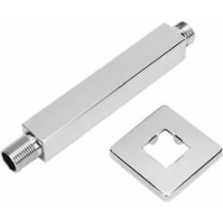 Braccio Doccia Estensione Doccia Braccio Doccia Dritto Montato A Parete Con Flangia Braccio Doccia Argento Lucido G1/2 Filettatura Per Soffione Doccia A Pioggia Staffa A Parete In Ottone Cromato