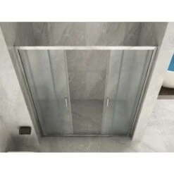 Porta Doccia In Cristallo 6 MM 1 Lato Con Doppia Porta Scorrevole Apertura Centrale - Misura: 160 X H190 - Opaco