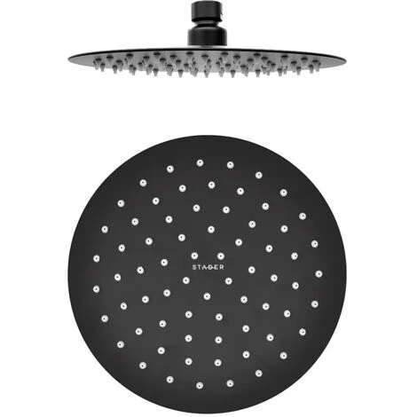 Soffione Doccia Tondo 30 Cm Con Braccio 33 Cm In Acciaio Nero Opaco 2 Soffione Doccia Tondo 30 Cm Con Braccio 33 Cm In Acciaio Nero Opaco - immagine 2