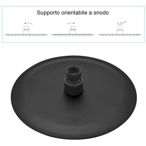 Soffione Doccia Tondo 30 Cm Con Braccio 33 Cm In Acciaio Nero Opaco 5 Soffione Doccia Tondo 30 Cm Con Braccio 33 Cm In Acciaio Nero Opaco - immagine 5