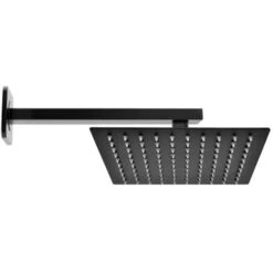 Soffione Doccia Quadrato 25x25 Cm Con Braccio 33 Cm In Acciaio Nero Opaco