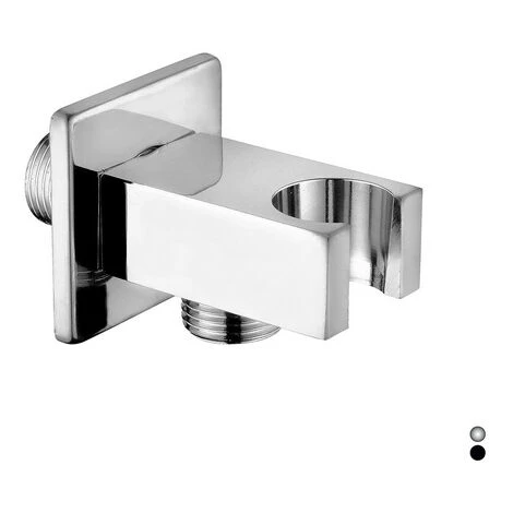 PRESA ACQUA QUADRA CON SUPPORTO DOCCIA Nero Opaco DH 2 PRESA ACQUA QUADRA CON SUPPORTO DOCCIA Nero Opaco DH - immagine 2