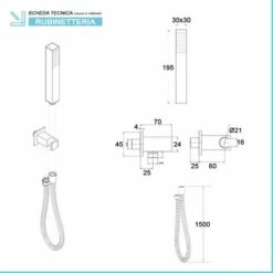 Set Doccia Quadrato Nero Opaco Completo Di Soffione 25x25 Cm E Set Doccetta -Hansgrohe Negozio 64841406 3