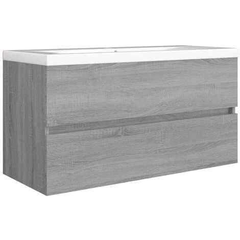 Mobile Sottolavabo Grigio Sonoma 90x38,5x45cm Legno Multistrato VidaXL 5 Mobile Sottolavabo Grigio Sonoma 90x38,5x45cm Legno Multistrato VidaXL - immagine 5