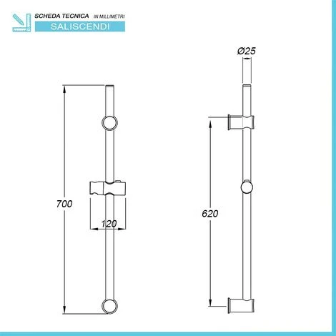 Asta Per Doccia Regolabile In Acciaio Cromato 2 Asta Per Doccia Regolabile In Acciaio Cromato - immagine 2