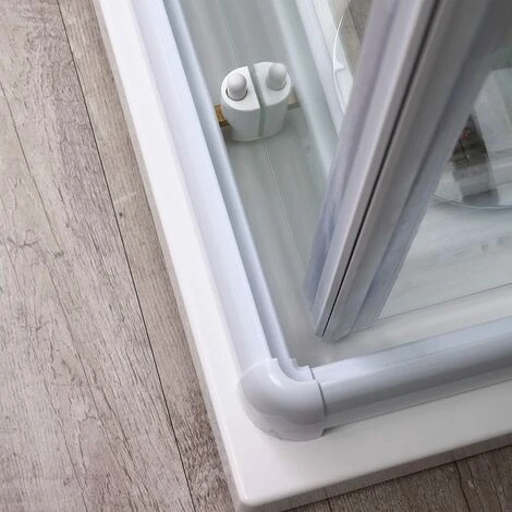 BOX DOCCIA ANGOLARE 75X75 CRISTALLO SERIGRAFATO PROFILI BIANCHI VENERE 5 BOX DOCCIA ANGOLARE 75X75 CRISTALLO SERIGRAFATO PROFILI BIANCHI VENERE - immagine 5