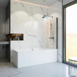 Schulte Pareti Vasca, Sopravasca, Pieghevole, 80 X 140 Cm, 5 Mm Vetro Di Sicurezza Trasparente, Colore Profilo Gun Metallo