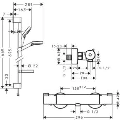 Hansgrohe Set Miscelatore Termostatico Ecostat + Set Doccia Crometta Vario Con Portasapone (13211000-Crometta2) -Hansgrohe Negozio 69647898 5
