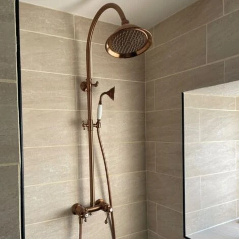 Colonna Doccia Leeds Retro In Rame 2 Colonna Doccia Leeds Retro In Rame - immagine 2