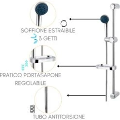 Colonna Doccia Senza Miscelatore ZIK, Saliscendi Con Doccetta 3 Getti + Portasapone -Hansgrohe Negozio 72879198 3