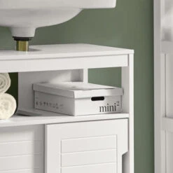 SoBuy Mobile Sottolavabo Per Bagno Con Poggiapiedi Sottolavabo Bagno Mobile Bagno Sottolavabo Bianco FRG128-W -Hansgrohe Negozio 7330497 3