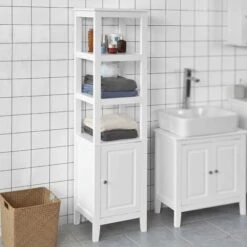 SoBuy Mobiletto Bagno Colonna Bagno Cassettiera Bagno Bianco Con Cassetti Frg205-W -Hansgrohe Negozio 7450160 5