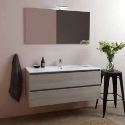 MOBILE BAGNO SOSPESO CON LAVABO INTEGRATO E SPECCHIO 120 CM BERLIN